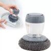 Soap Dispensing Kitchen Scrubber Brush with Steel Wire Ball